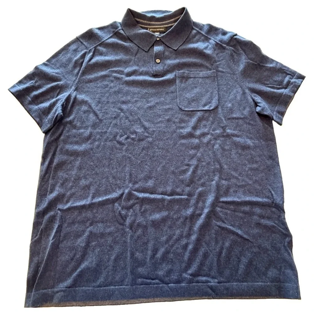 Banana Republic Navy Polo Shirt Men's XL Short Sleeve Cotton Pocket Casual